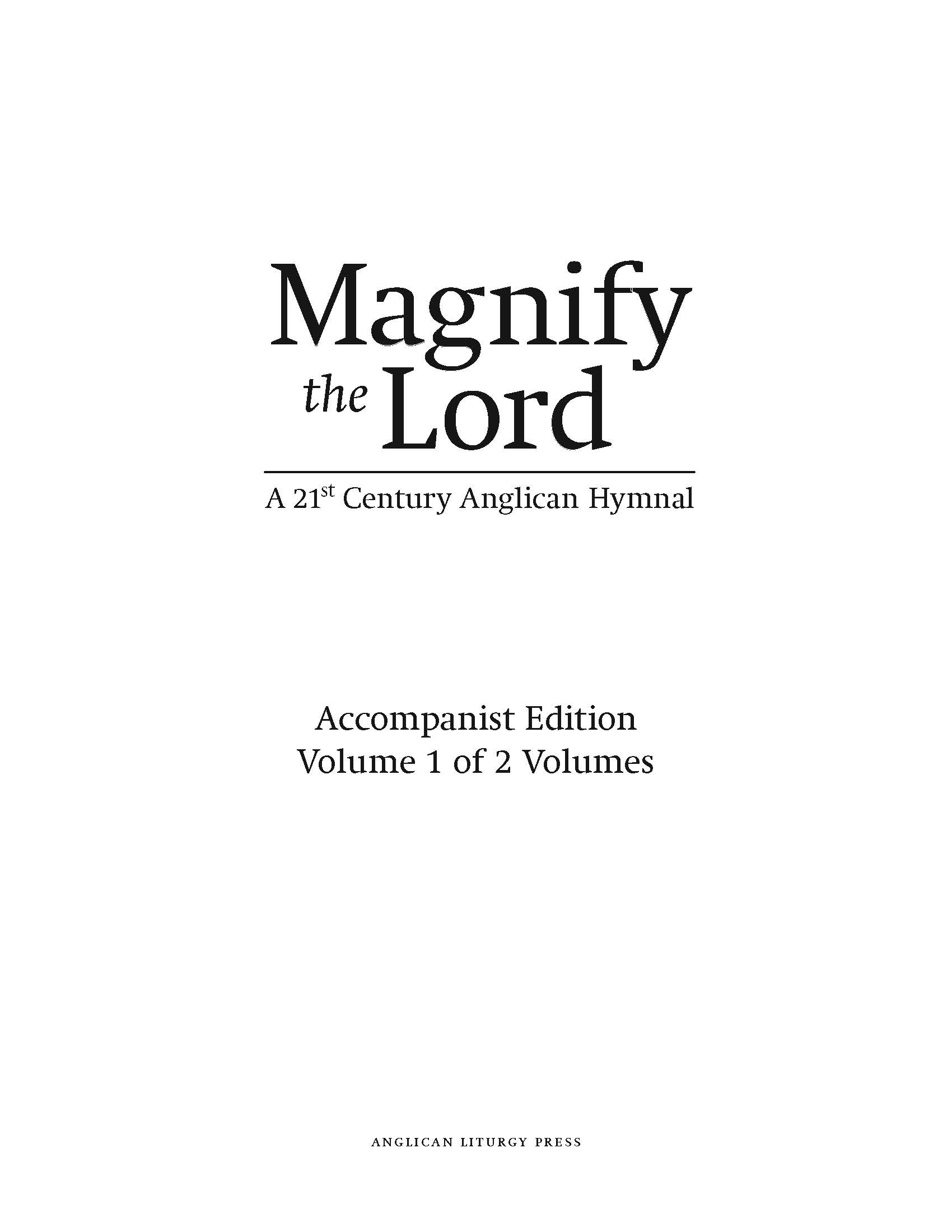 book cover of magnify the lord a 21st century anglican hymnal